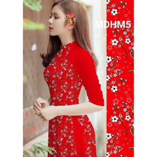Áo dài hoa nhí phối tay