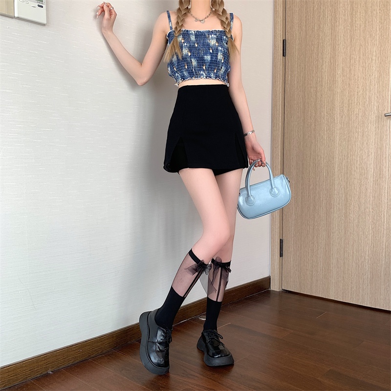 Quần Short Giả Váy Lưng Cao Thời Trang Năng Động Cho Nữ