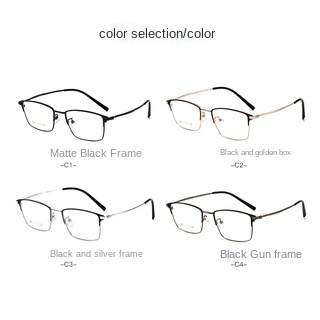 Kính Chống Ánh Sáng Xanh Nửa Gọng Kim Loại Titan Nguyên Chất Siêu Nhẹ Phong Cách Doanh Nhân Cho Nam Và Nữ