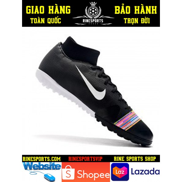 (HÀNG THAILAND) GIÀY BÓNG ĐÁ SÂN CỎ NHÂN TẠO 𝗡𝗶𝗸𝗲 Mercurial Vapor cổ thun đen CỔ CAO TF.CAM KẾT Y HÌNH-CAM KẾT HÀNG TỐT