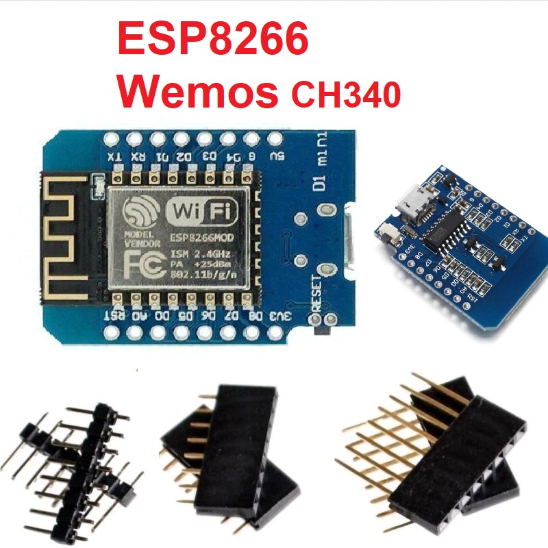 Kit Mạch Thu Phát WiFi ESP8266 Wemos D1 mini (NodeMCU Mini D1) - kèm bộ Jump cắm DIY IOT HASS IO Home assistant