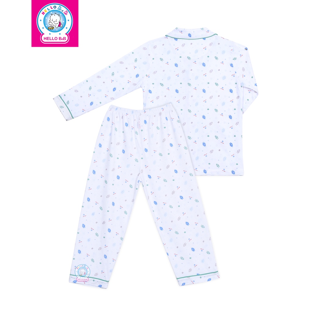 Bộ Pyjamas dài bé trai bông ngẫu nhiên BA0187 HELLO B&amp;B - HELLO BB