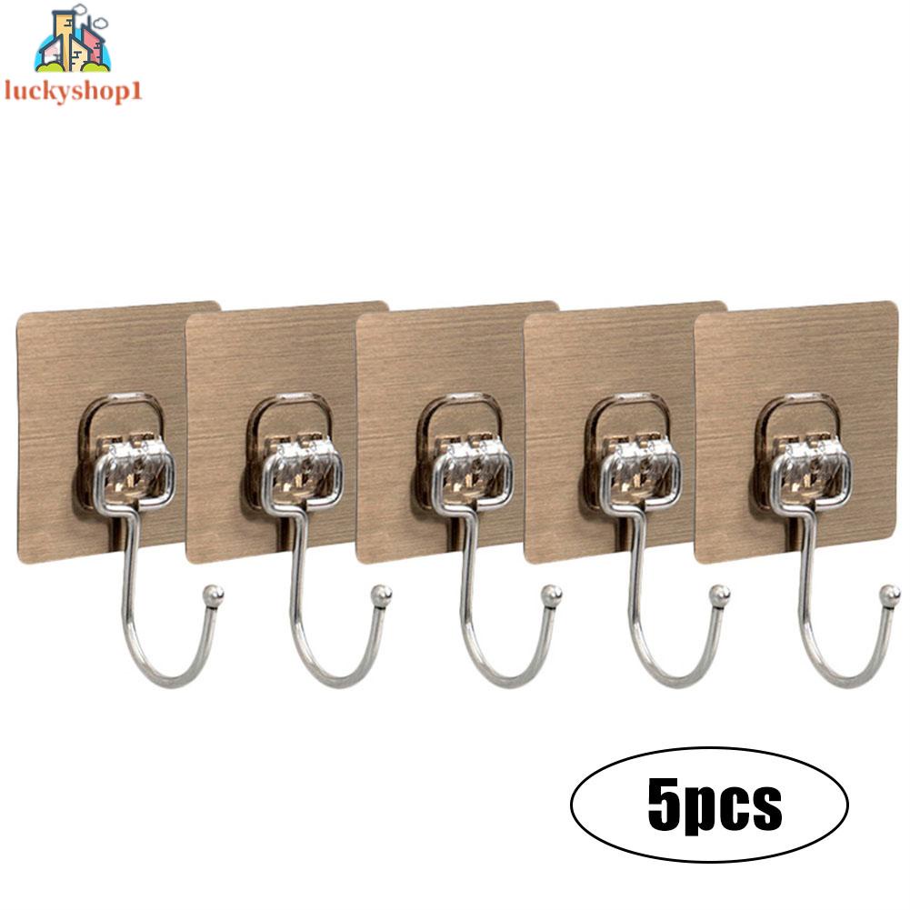 5* Wall Hooks Strong Self-Adhesive Door Home Kitchen Bathroom Suction Cup Hooks