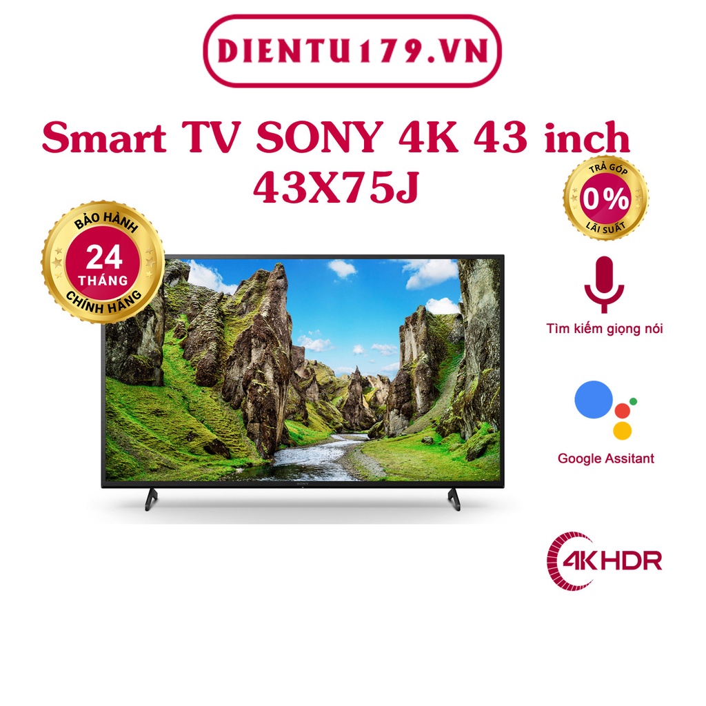 Smart Tivi Sony 4K 43 inch 43X75J - BH chính hãng 24 tháng