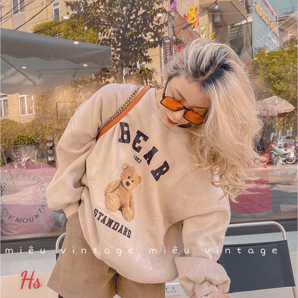 Áo sweater bear chất nỉ cotton in gấu bông [ đổi trả miễn phí ] áo nỉ form rộng freesize | BigBuy360 - bigbuy360.vn