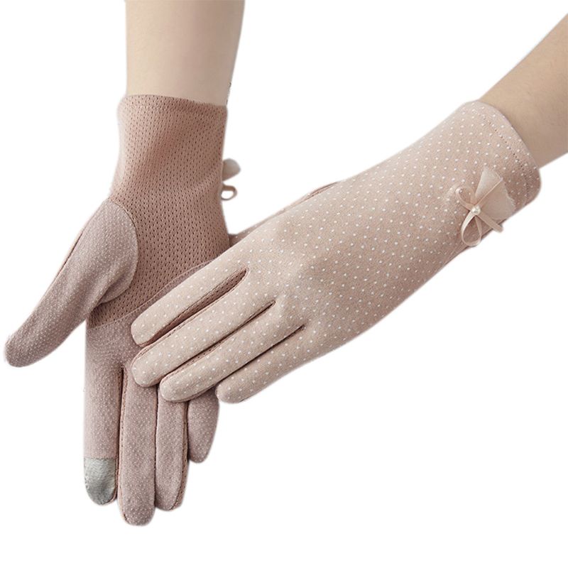 Găng Tay Lái Xe Chống Nắng Chống Trượt Có Thể Chạm Màn Hình Cảm Ứng Phối Nơ Dành