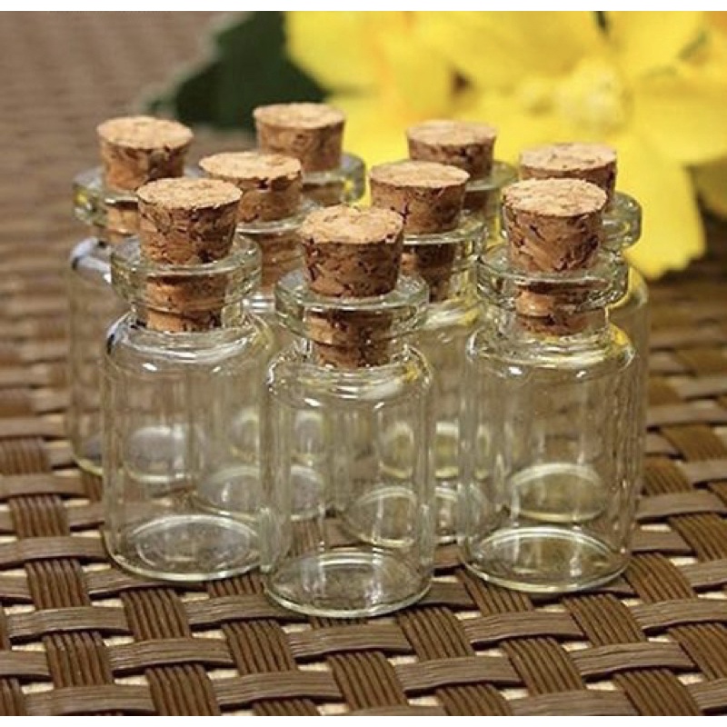 Bộ 2 lọ thủy tinh mini 1ml có nút bần độc đáo nhỏ bằng đầu ngón tay đựng vật kỷ niệm trưng bày trang trí độc đáo 000240
