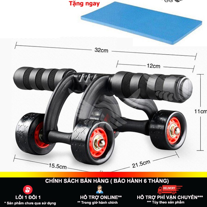 Máy tập tình yêu Con lăn tập bụng 4 bánh AB ROLLER And Push Up Bar Smartbuy