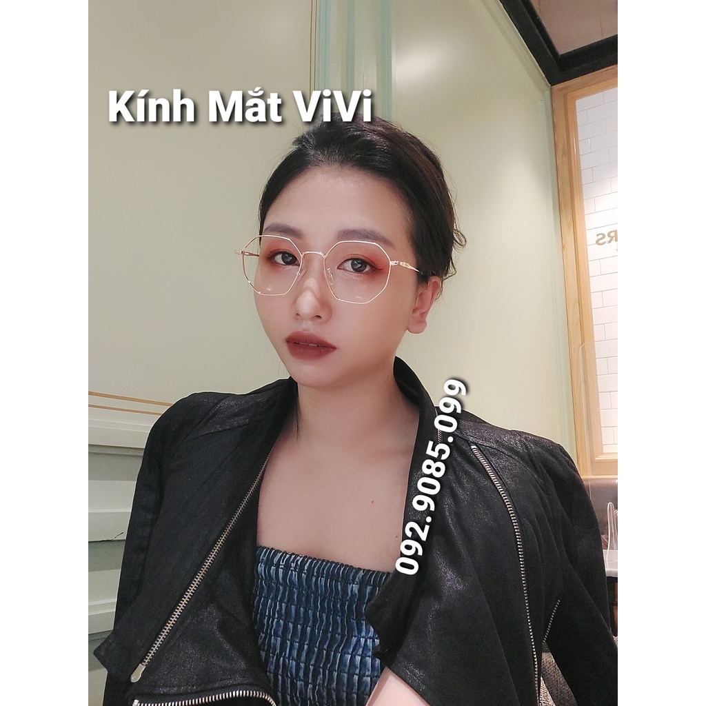 Gọng kính cận thời trang đa giác nam nữ V29165 chất liệu kim loại, nhận cắt cận viễn loạn Kính mắt ViVi