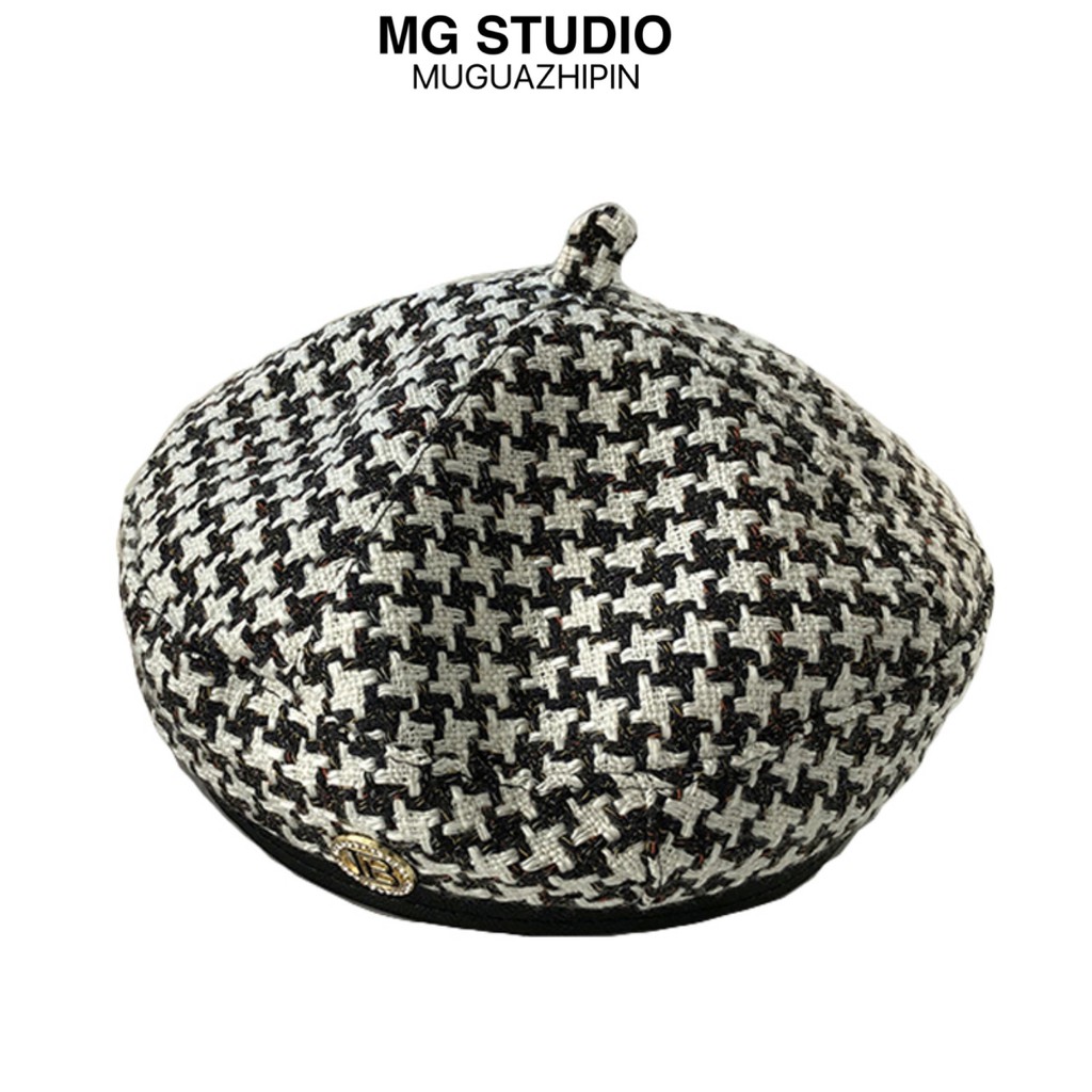 Mũ Beret MG STUDIO Họa Tiết Kẻ Sọc Thời Trang 2 Màu Tùy Chọn