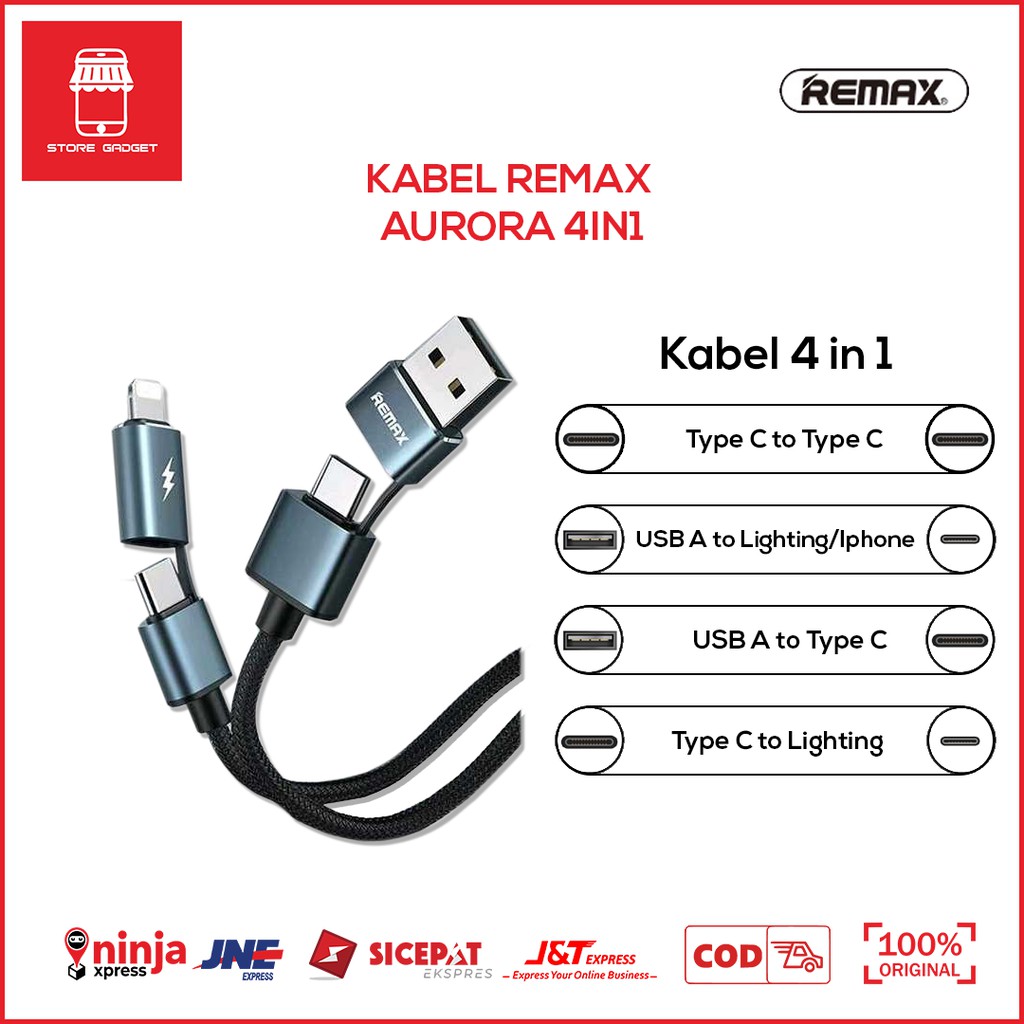 Cáp Sạc Remax Aurora 4 Trong 1 Chính Hãng Rc-020t