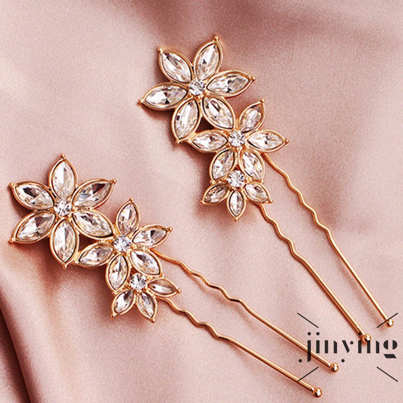 GETNOIVAS Kẹp tóc chữ U hình hoa đính đá thời trang cho nữ