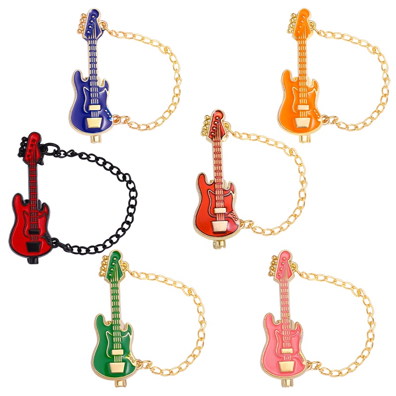 Ghim cài áo QIHE JEWELRY kim loại tráng men hình đàn guitar