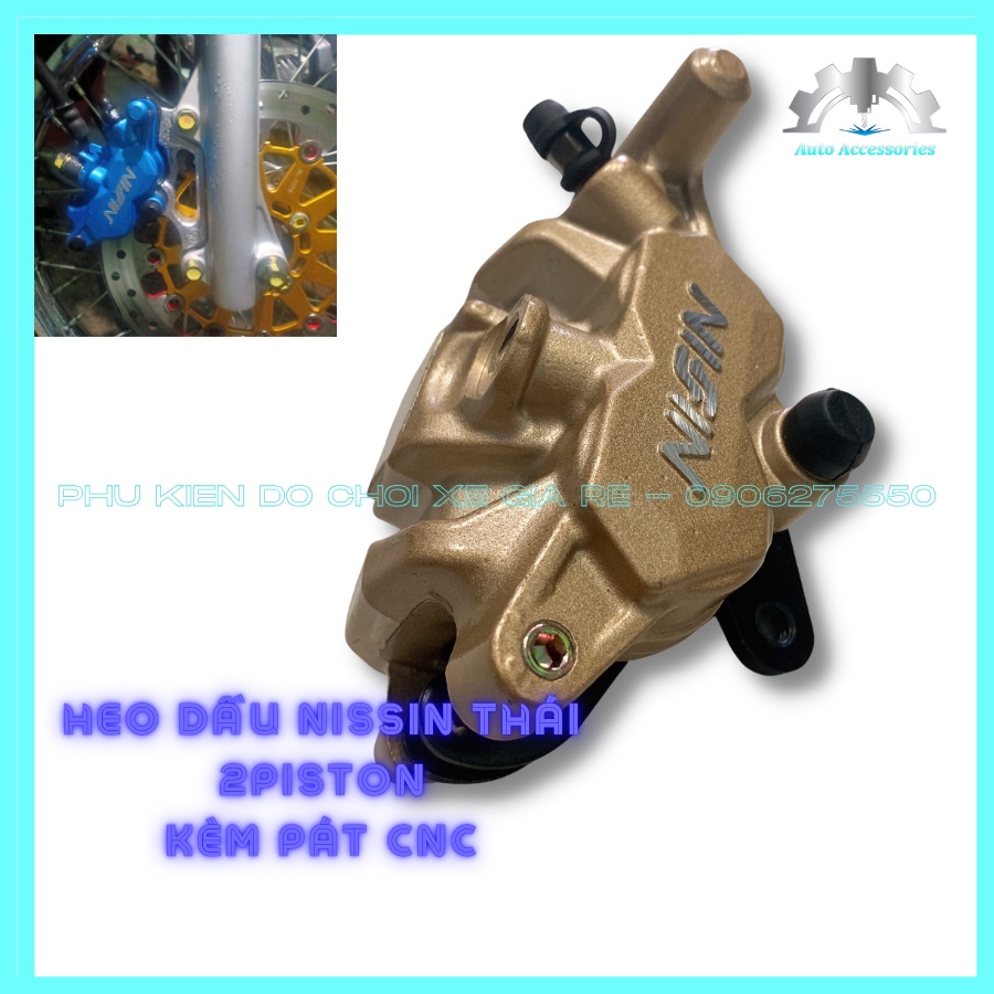 HEO DẦU Trước NISSIN THÁI 2piston Kèm PÁT đi đĩa size 220mm gắn Wave Nhỏ Future Neo Wave100 - Lắp đặt như Zin