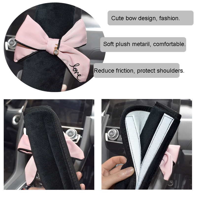 1 Đệm Bọc Dây Thắt An Toàn Xe Hơi Đính Nơ Bằng Vải Bông Mềm Mại Thông Dụng