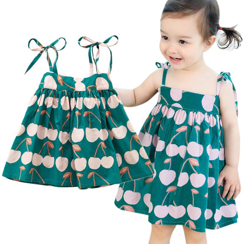 Đầm Bé Gái 2 Dây In Hoa