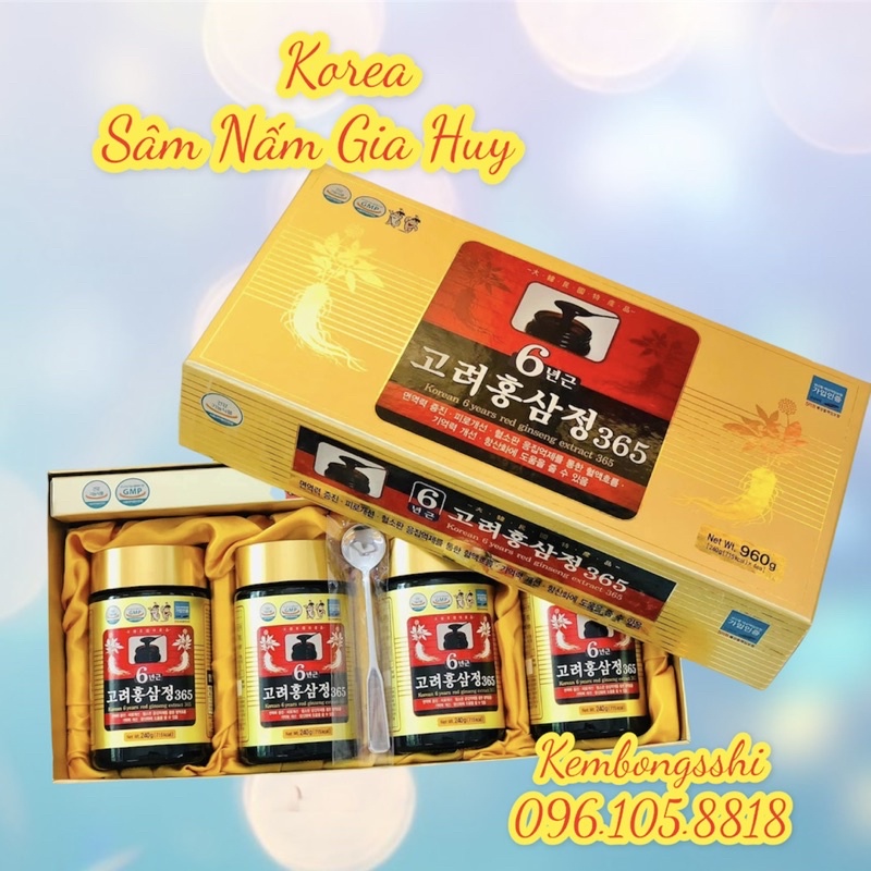 Cao Hồng Sâm 365 Hàn Quốc, Hộp 4 lọ, 240ml