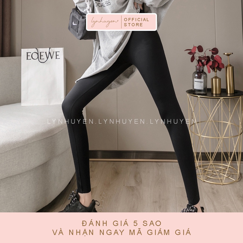Quần Legging Nữ Dài Nâng Mông Cạp Cao Thun Lạnh Lynhuyen - Màu Đen - Q010