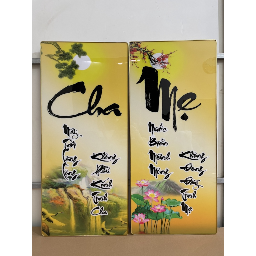 Tranh'' Cha- Mẹ'' tranh thư pháp vô cùng ý nghĩa, ghi nhớ công lao của bậc sinh thành, tranh tráng gương 5D cao cấp.