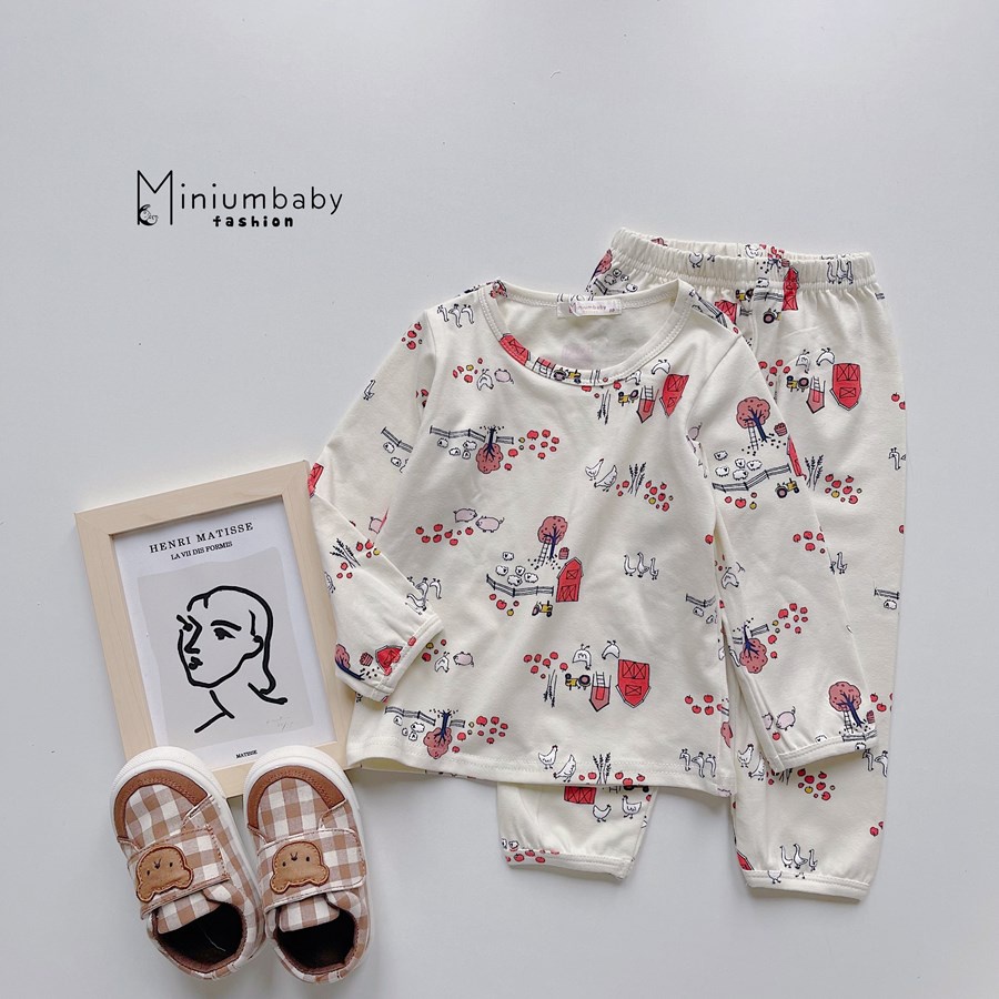 Bộ dài tay da báo, tim nhỏ phối cổ sen kẹp bèo, chất liệu cotton nỉ, giữ nhiệt siêu tốt, miniumbabyfashion SB1296