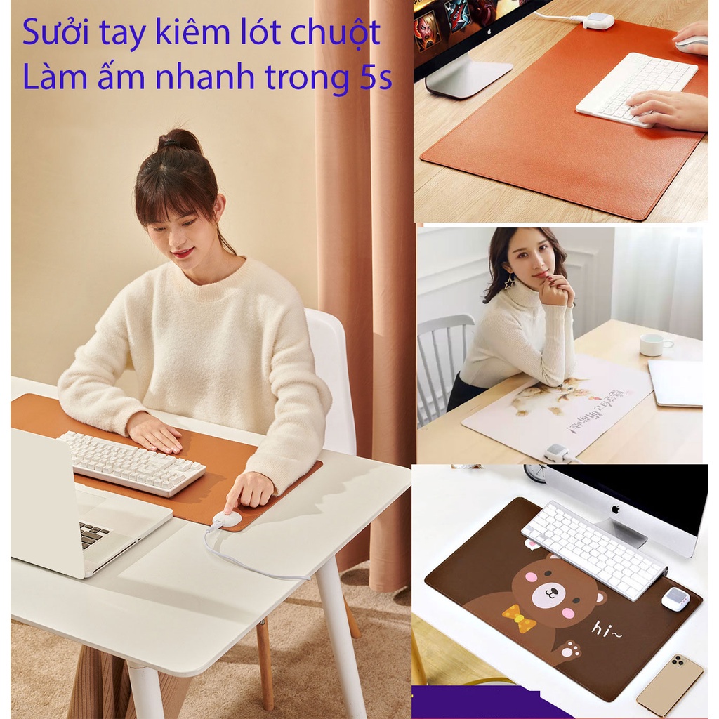 Thảm Sưởi Kiêm Miếng Di Chuột Chống Thấm, Làm Ấm Chỉ 5s