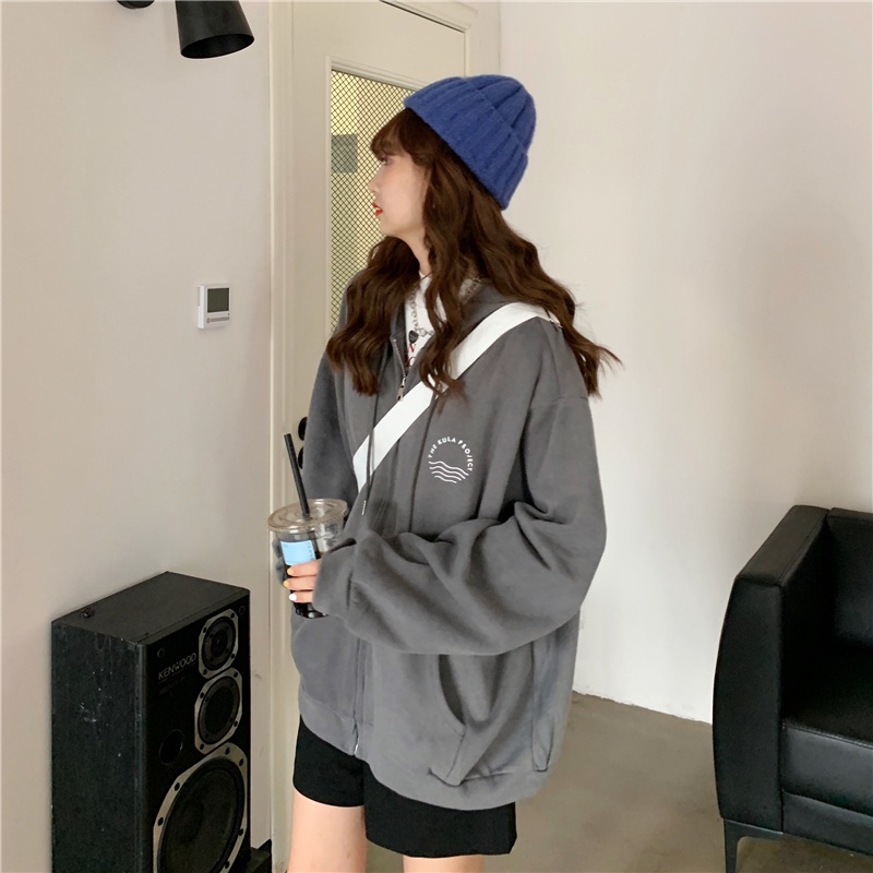 Áo Khoác cotton Phối Nhung Tay Dài Dáng Rộng Phong Cách Hàn Quốc Thời Trang Mùa Đông Mới Cho Nữ