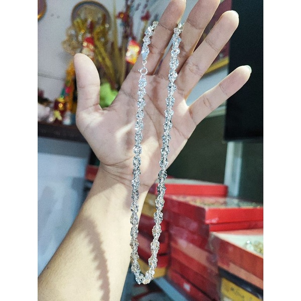 Dây chuyền Xoắn lá Bạc Ý mạ Bạch Kim Vàng Trắng nam nữ