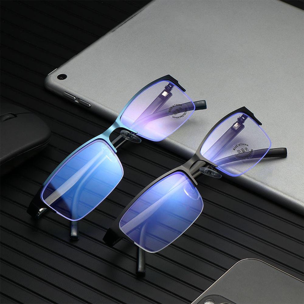 Mắt Kính Nửa Gọng Chống Ánh Sáng Xanh Phong Cách Vintage Cho Nam