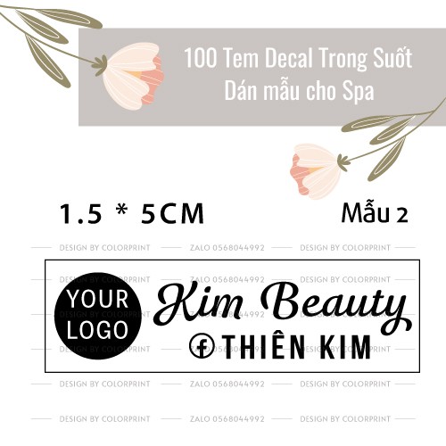 Combo 100 Tem/ Sticker Dán Mẫu Spa