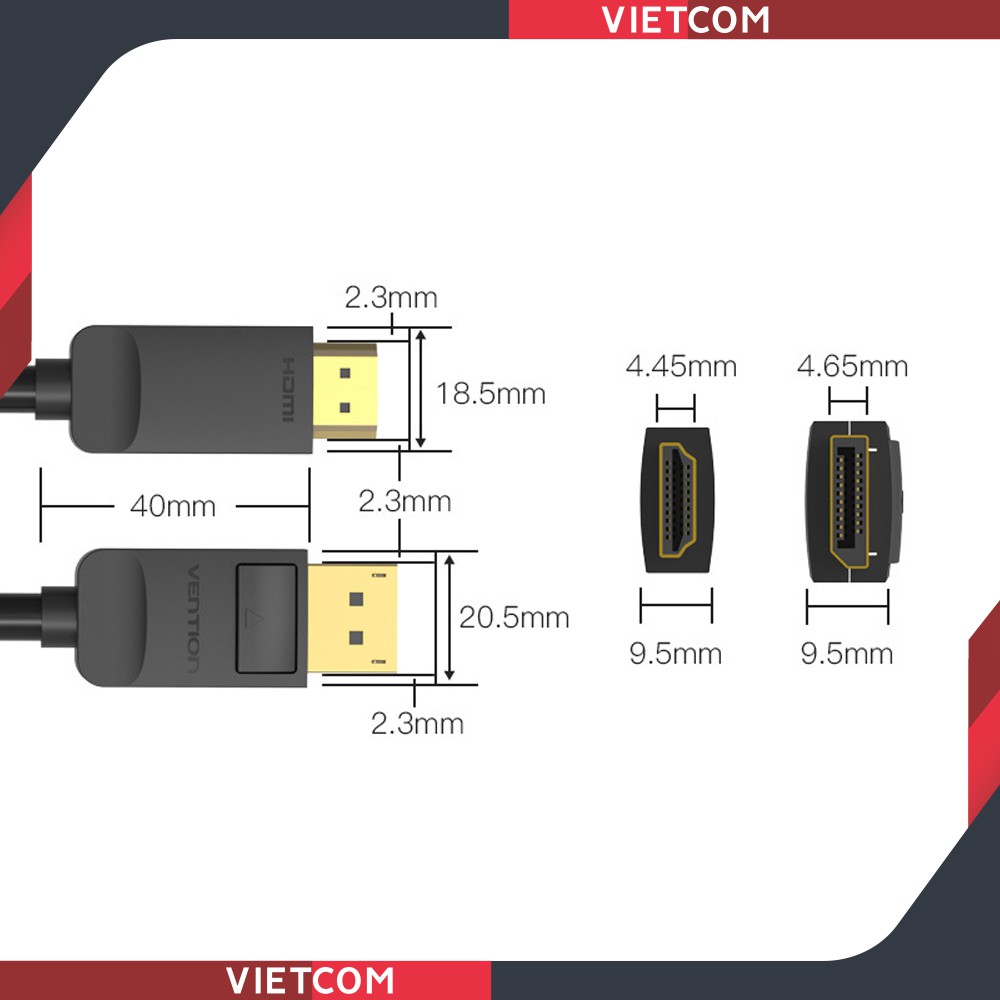 Cáp Displayport To Hdmi Dài 1.5M Mạ Vàng - Hỗ trợ độ phân giải 1080P/60Hz &amp; 4K/30Hz