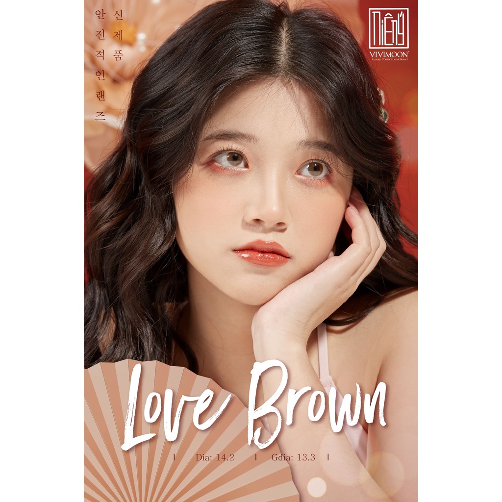 Lens Cận Nâu Tây Trong Veo Cho Mắt Thở Love Brown VIVIMOON 6 Tháng