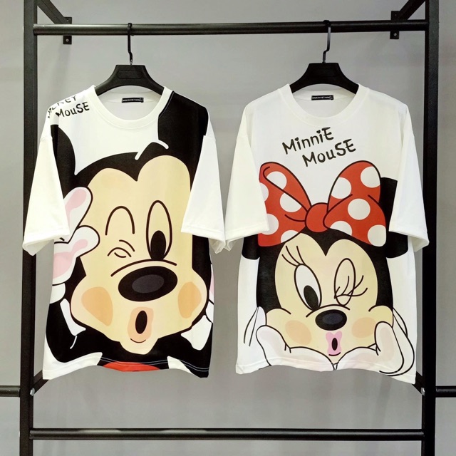 Áo Thun OverSize 3D Unisex Tay Lở Chuột Mickey-Minnie/Set Chuột Mickey-Minnie