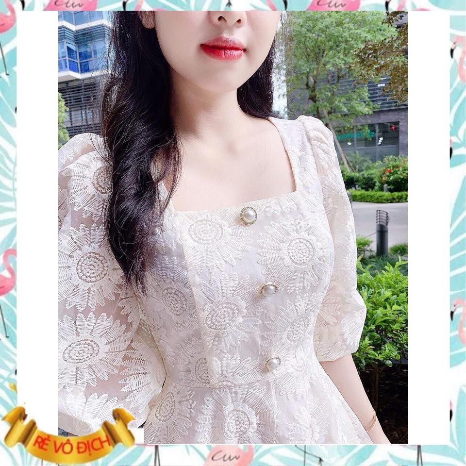 Đầm ren trắng cổ vuông hoa cúc siêu xinh - Mimosa dress | BigBuy360 - bigbuy360.vn