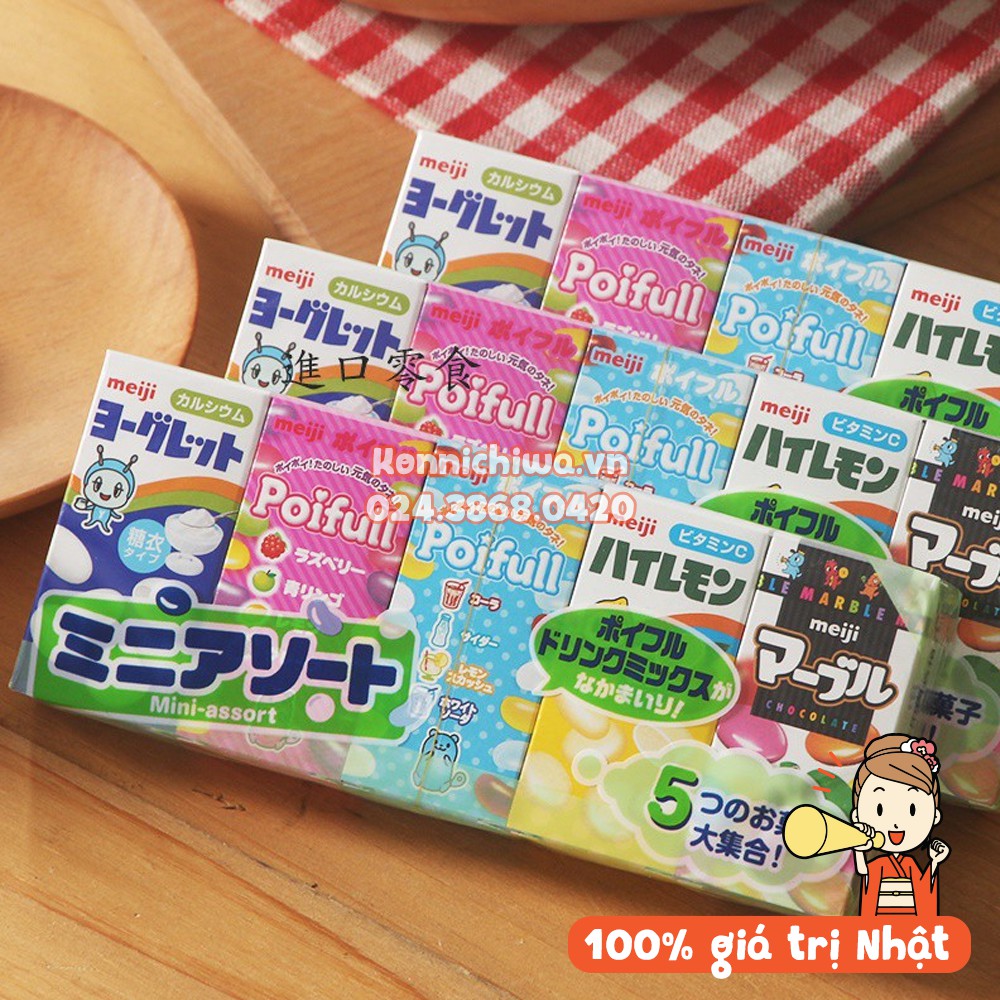 [Hàng Nhật chính hãng- Mẫu mới] Kẹo sữa chua khô MEIJI set 5 vị tổng hợp cho bé