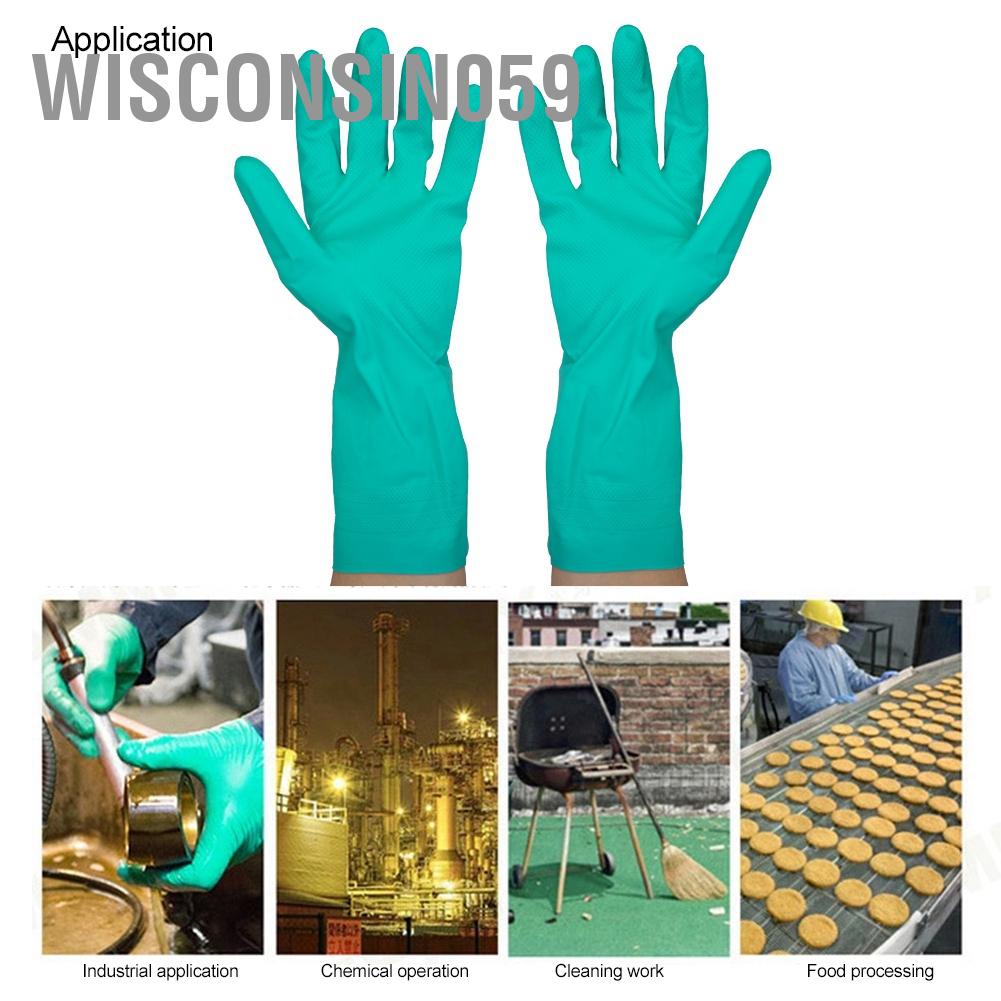 Wisconsin059 Nitrile Chemical Resistant Gloves Acid Alkali Oil Household Cleaning