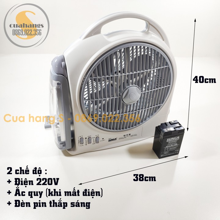 [Mã ELHA22 giảm 6% đơn 300K] Quạt tích điện quạt mini có đèn SUNCA cao cấp - BH 12 tháng