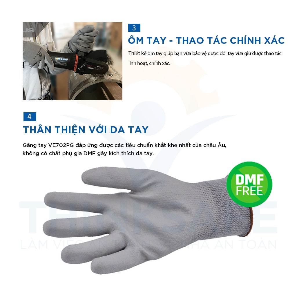 Găng tay đa năng Deltaplus Thinksafe, bao tay cơ khí thợ máy, ôm tay, thao tác chính xác cao, sửa chữa bảo trì - VE702PG