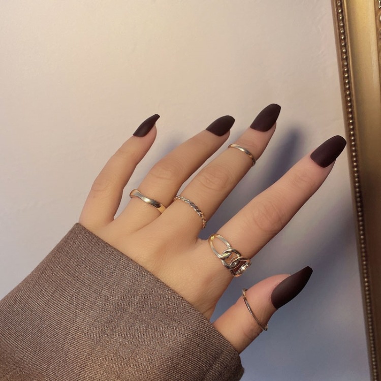 Set 5 nhẫn đeo khớp ngón tay Smileday từ kim loại đơn giản thời trang cho nữ