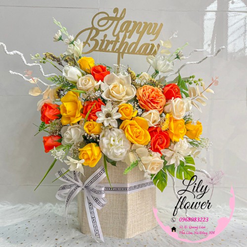 |HOT|Giỏ hoa sáp Vàng Vầng Trăng ‎|Hoa sáp Lily Hà Nội sỉ ưu đãi