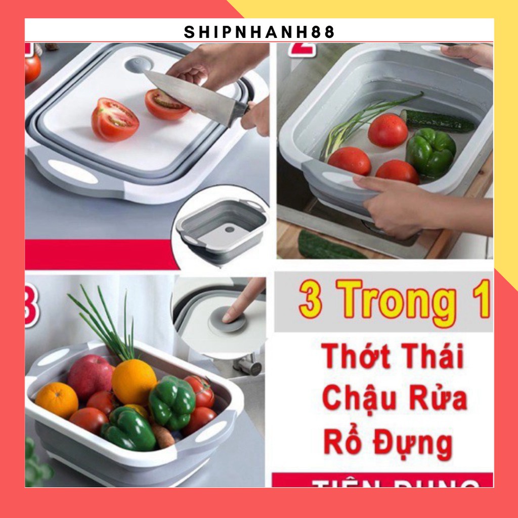 Thớt đa năng kèm chậu và rổ gấp gọn tiện lợi 3 Trong 1 88011 SHIPNHANH88