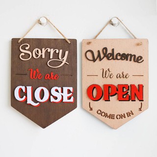 Bảng gỗ trang trí, bảng gỗ treo cửa OPEN CLOSE 2 mặt nhiều mẫu