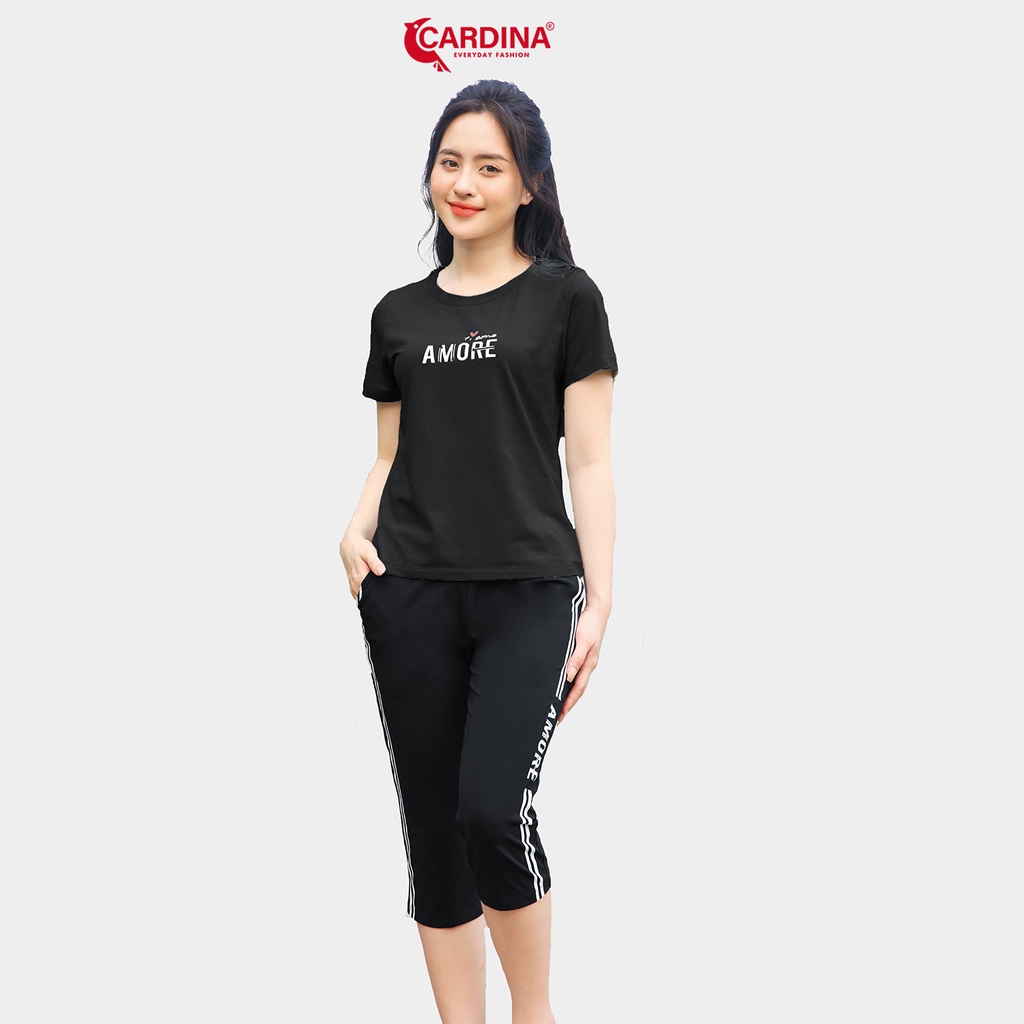Đồ Bộ Nữ 𝐂𝐀𝐑𝐃𝐈𝐍𝐀 Chất Cotton Cao Cấp  Kiểu Dáng Thể Thao Bộ Mặc Nhà Áo Cộc Tay In chữ Quần Lửng 2CF02