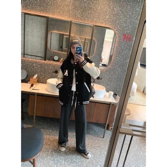 Áo bomber nỉ phối tay chữ AC Ht