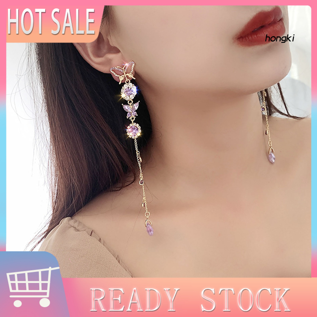 Set 2 Hoa Tai Hình Bướm Đính Đá Nhân Tạo Thời Trang