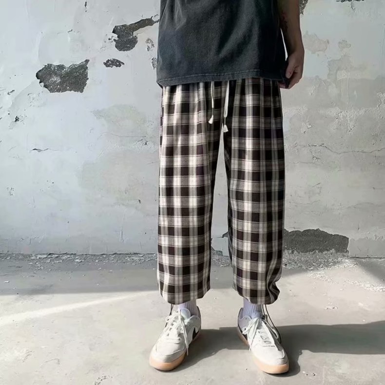 Quần Dài Dáng Rộng In Họa Tiết Caro Trẻ Trung Hợp Thời Trang Cho Nam Size S-3XL | BigBuy360 - bigbuy360.vn