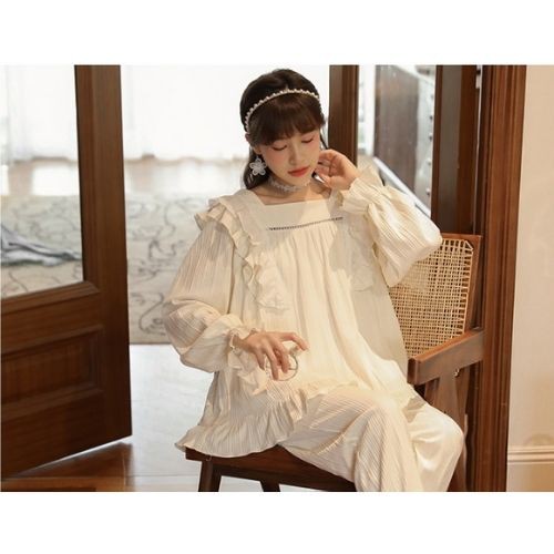 bộ đồ thu đông nữ dệt kim bông Cao Cấp phong cách công chúa tiểu thư cực kì dễ thương ngọt ngào không gây kích ứng da | BigBuy360 - bigbuy360.vn