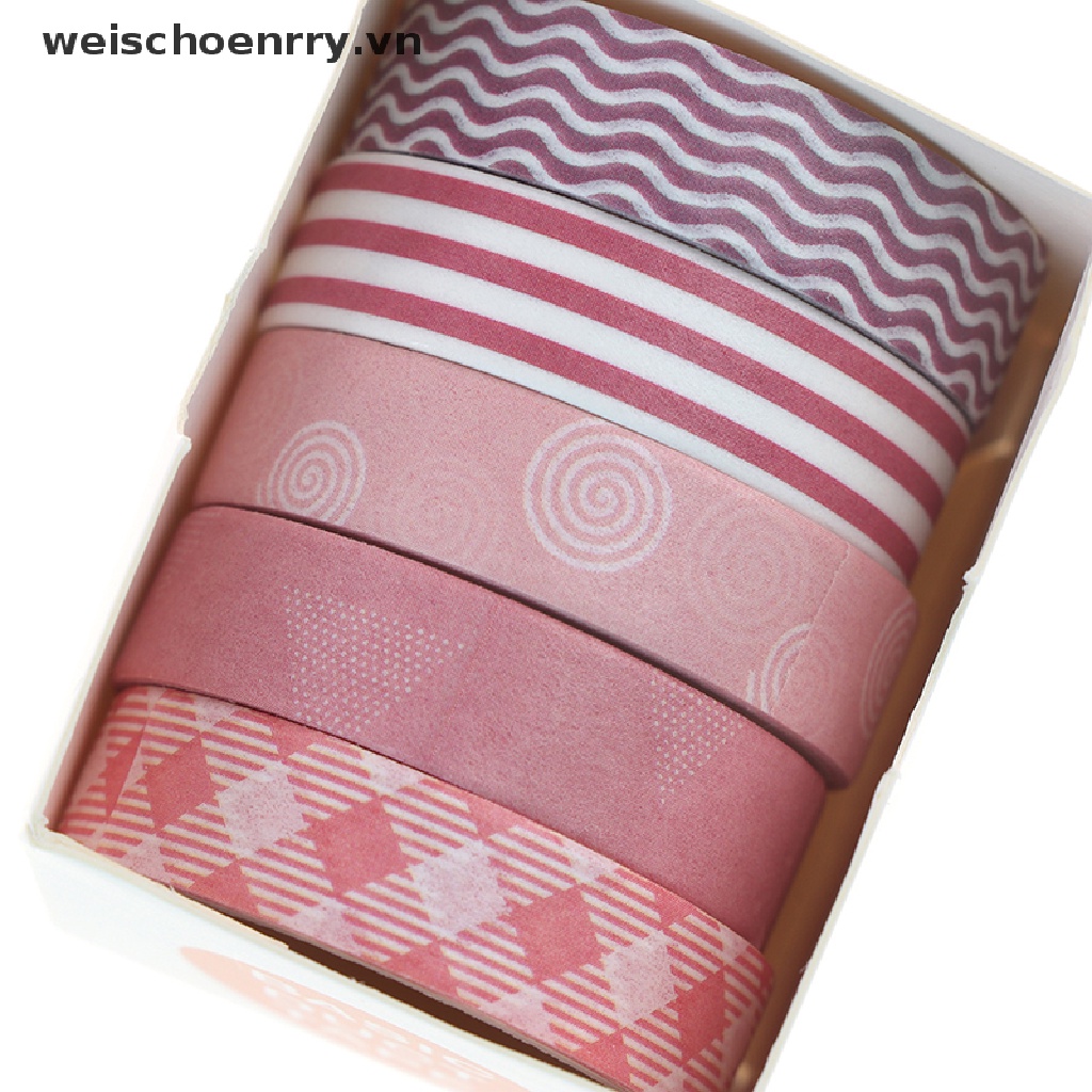 【WW】 5Rolls/box Solid Color  Tape Set Masking Tape Scrapbooking Adhesive Tape .