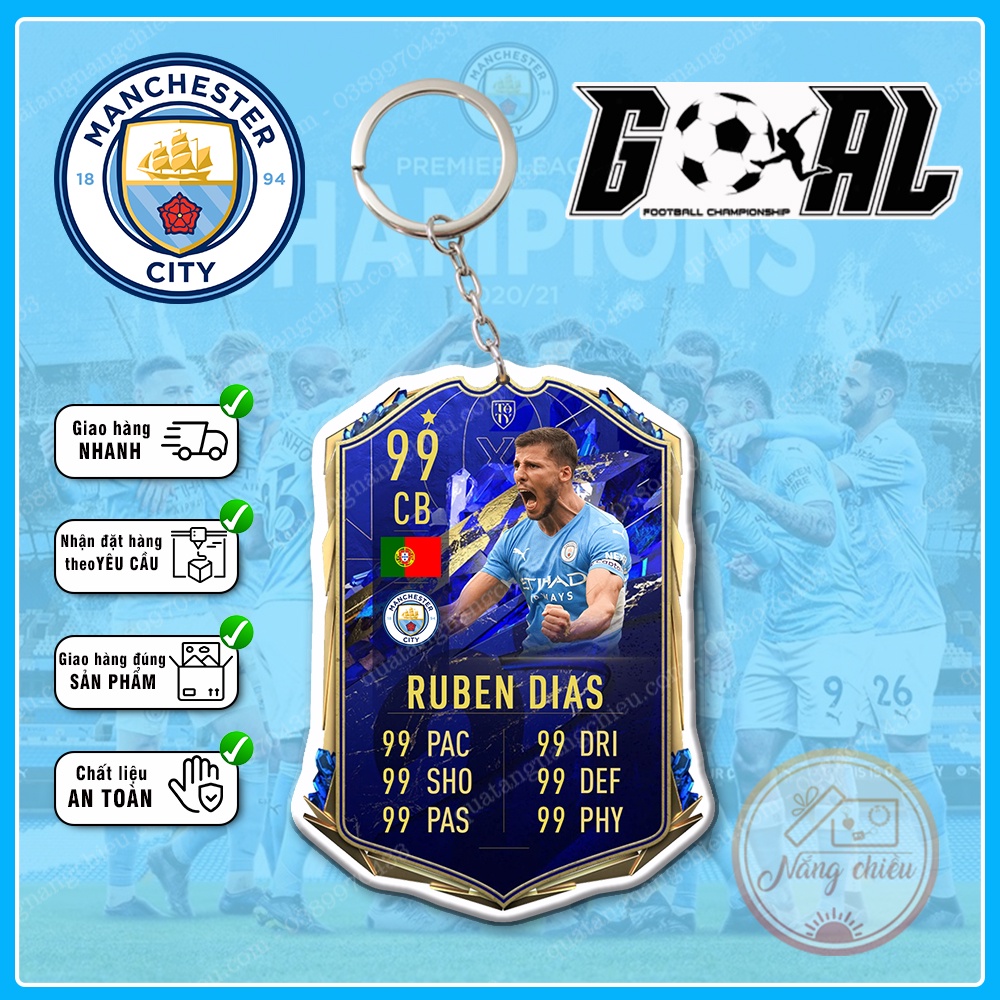 Móc khóa thẻ CLB Man City Season 2022-2023   - Thiết kế với mọi cầu thủ