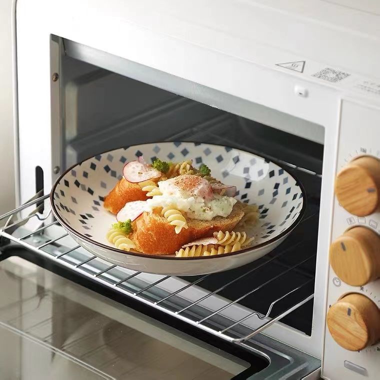 Đĩa Sứ Tròn 8 Inch Dùng Được Trong Lò Vi Sóng Phong Cách Nhật Bản