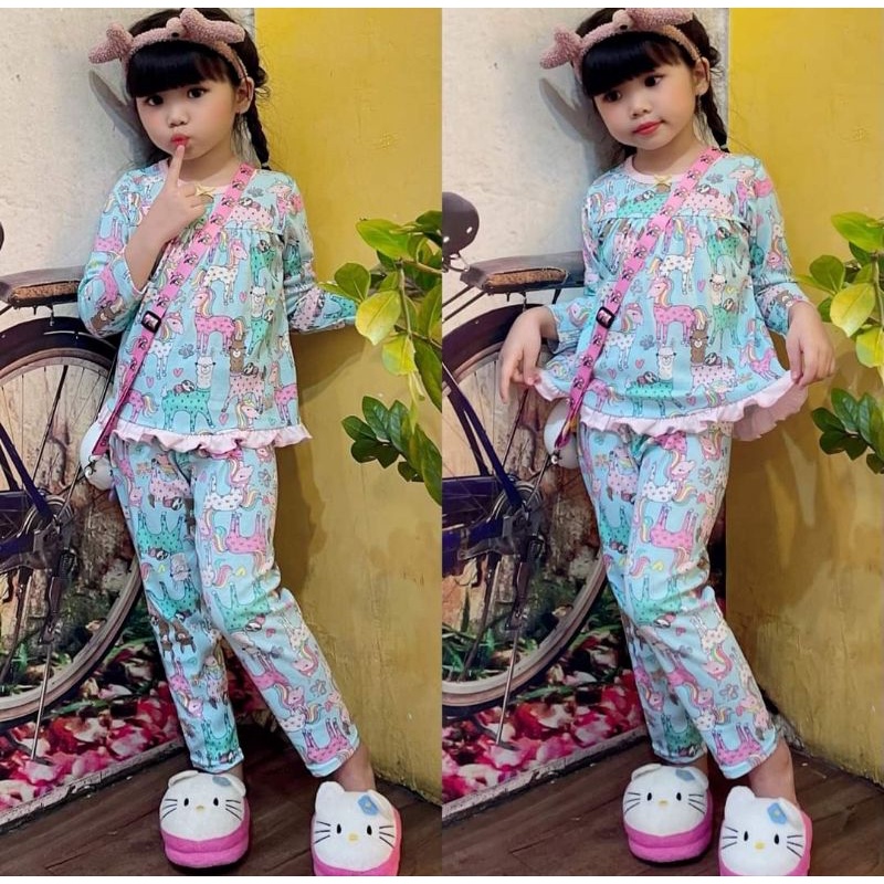 Bộ bé gái dài tay bánh bèo size đại cotton bozip xuất dư 20-40kg